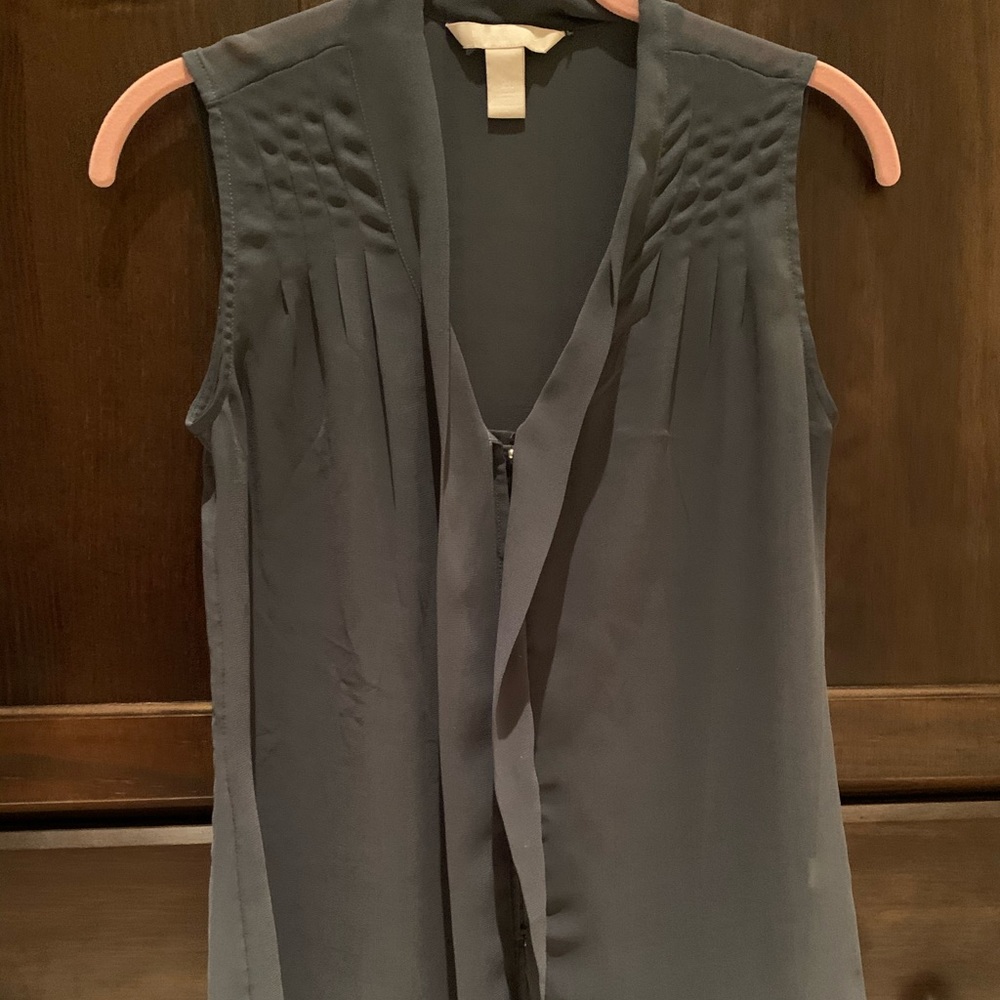Banana Republic sheer grey button down blouse